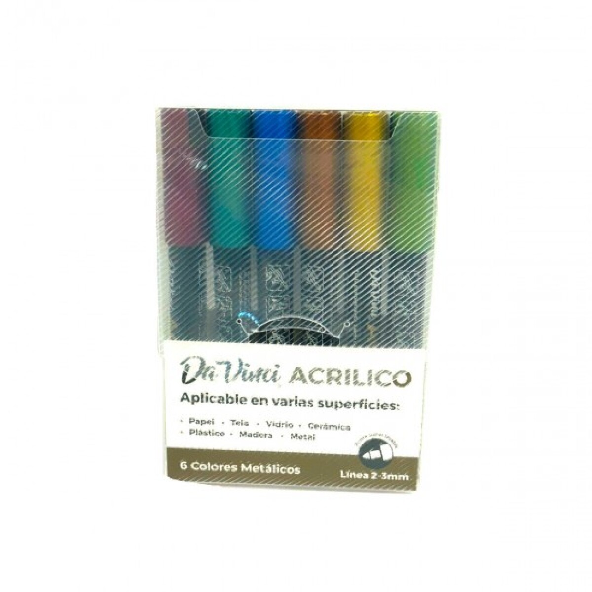 Marcador Da Vinci Acrilico 2-3mm x 6 - Metalizados 