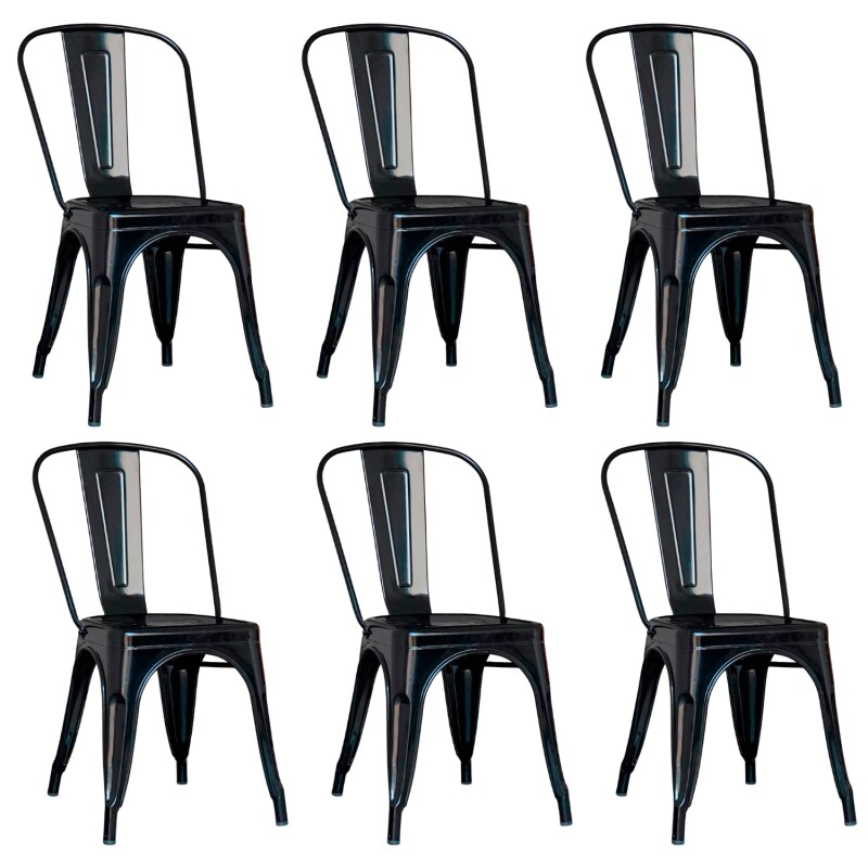 Pack 6 Sillas Tolix Lumax Varios Colores Living Comedor Negro