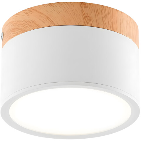 Plafón LED Techo 11cm Madera Nordico Moderno Luz Calida 10W Variante Blanca Fria
