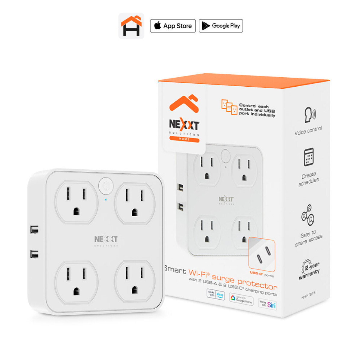 PROTECTOR DE SOBRETENSIÓN SMART,2 PUERTOS USB PARA CARGA,CONTROL POR VOZ 