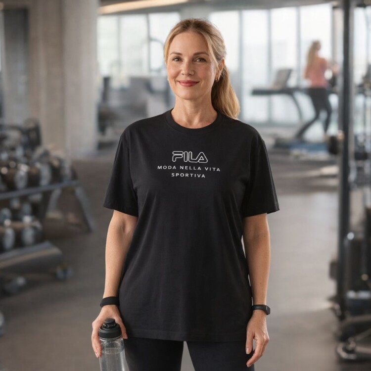 REMERA DE ALGODÓN OVERSIZE UNIXEX FILA NEGRO