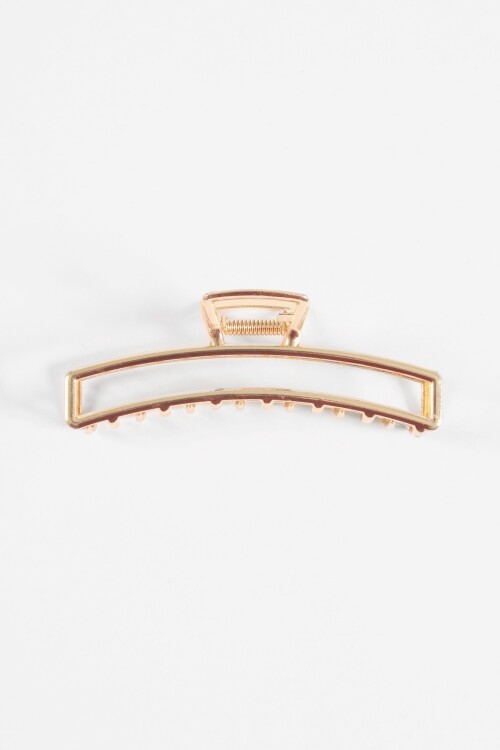Broche rectangular metálico largo dorado