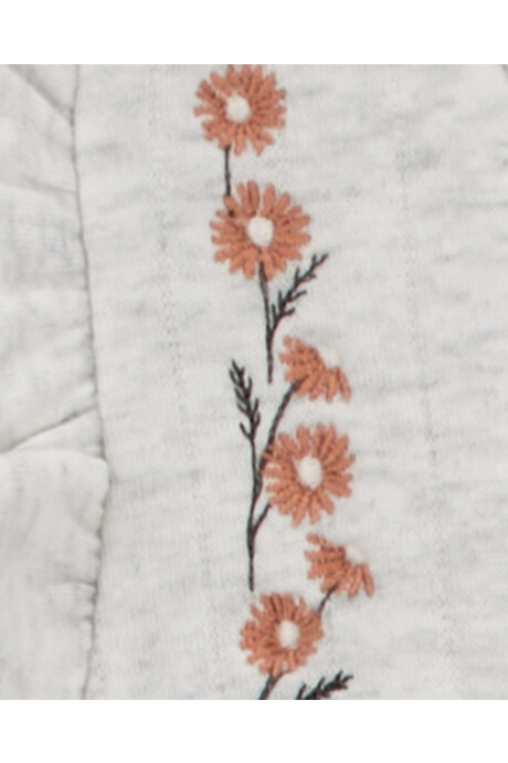 Set tres piezas de algodón, chaleco capitoneado, pantalón y body, diseño floral Sin color