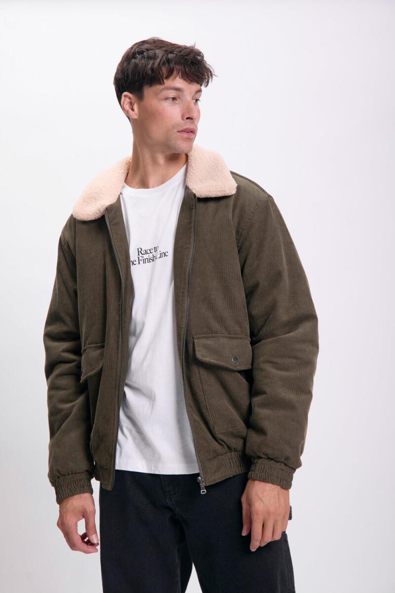 Campera bomber pana Verde
