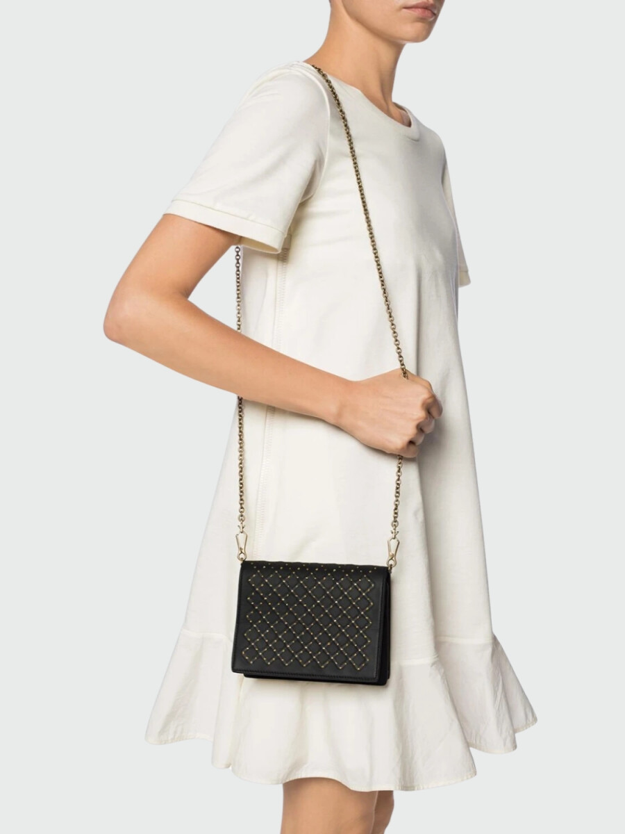 Cartera pequeña con solapa, Bottega Veneta - Negro 