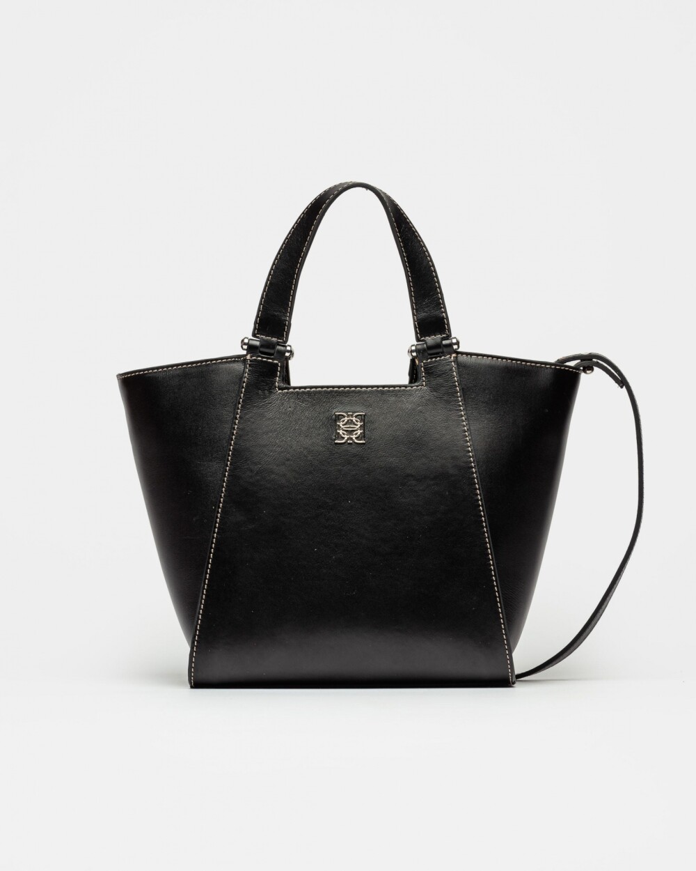 Cartera de mano Tess en cuero vaquita Negro