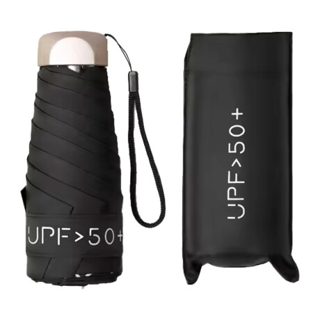 Paragua Compacto Plegable Ligero Impermeable con Filtro UV Negro
