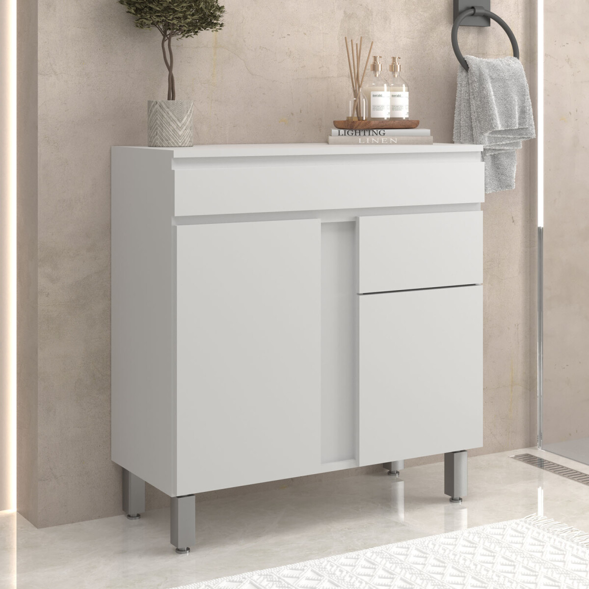 MUEBLE DE BAÑO - 80 CM MDF BLANCO ONTARIO 