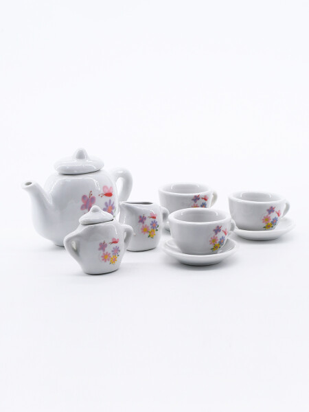 SET DE TE SIMIL CERAMICA BLANCO