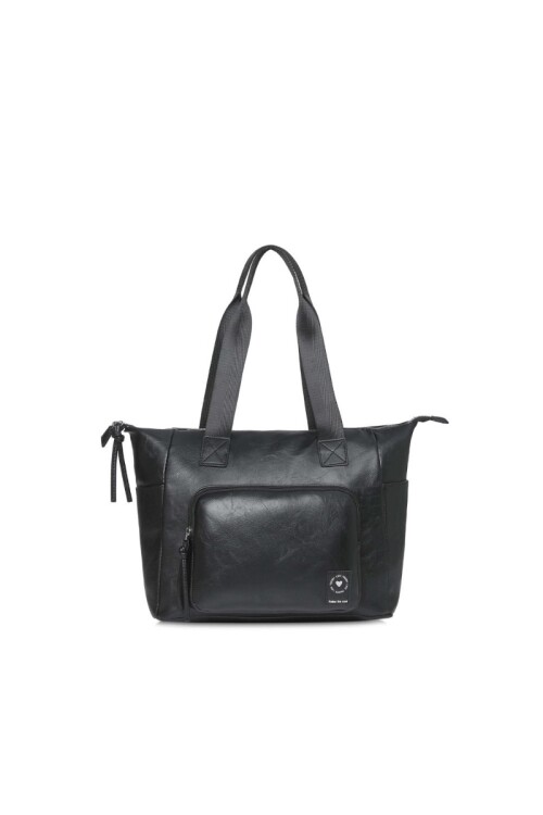 Bolso shopper con bolsillo frontal Negro