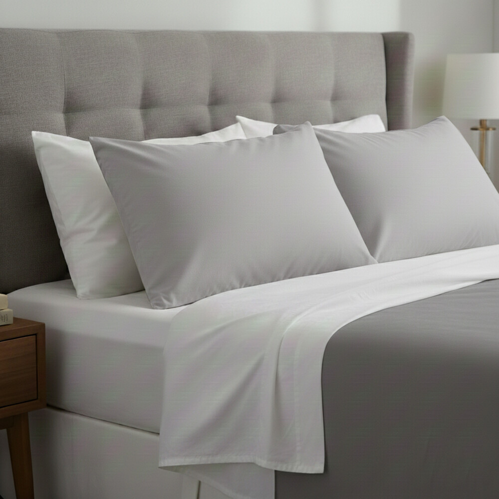 Funda de Almohada 200 Hilos - 100% Algodón - Pilar Gris