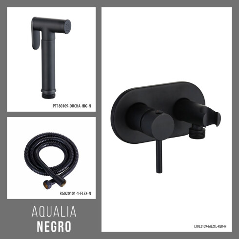 DUCHA HIGIENICA INCLUYE MEZCLADORA Y FLEXIBLE NEGRO