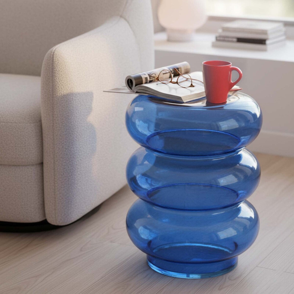 MESA LATERAL - VIDRIO AZUL CELESTE 