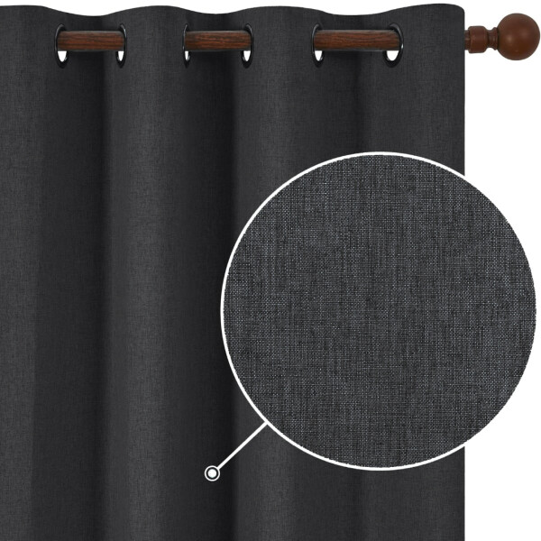 Cortina 100% Blackout 2Paños 140x220 Textura Lino Doble Faz Variante Color Gris Oscuro