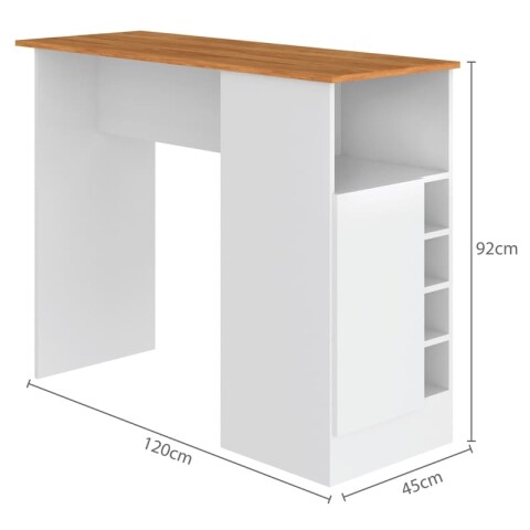 Mueble Barra de Cocina Desayunadora Con Nichos Para Vinos Y Almacenado - Blanco / Cinamomo Mueble Barra de Cocina Desayunadora Con Nichos Para Vinos Y Almacenado - Blanco / Cinamomo