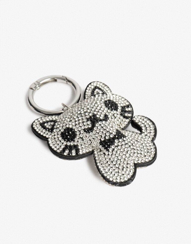 Llavero Strass Llavero Y Charm De Gato Con Strass - Combinacion Bicolor