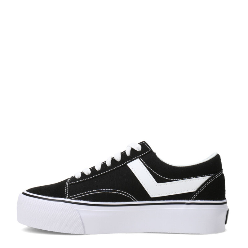 Championes de Mujer PONY Plataforma Casual Negro - Blanco