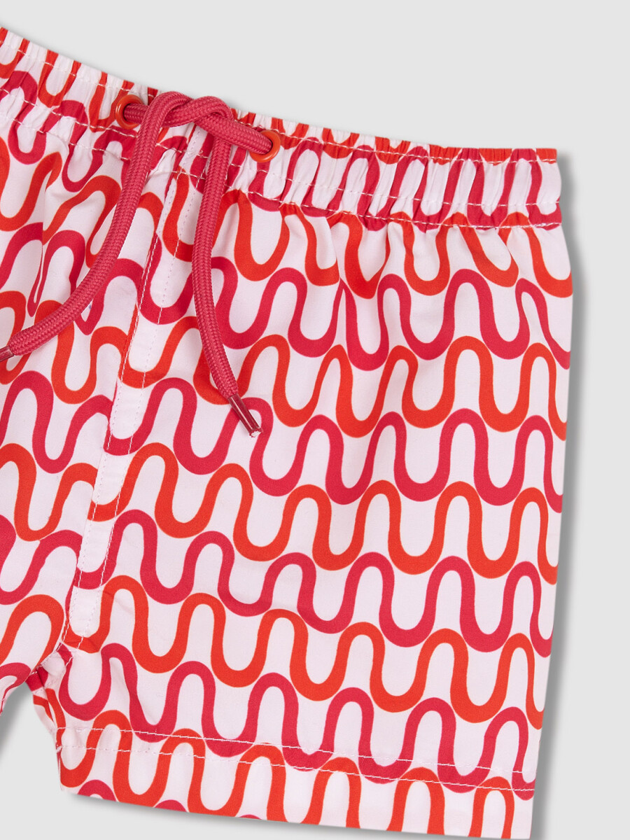 Bañador Estampado Ondas Blanco