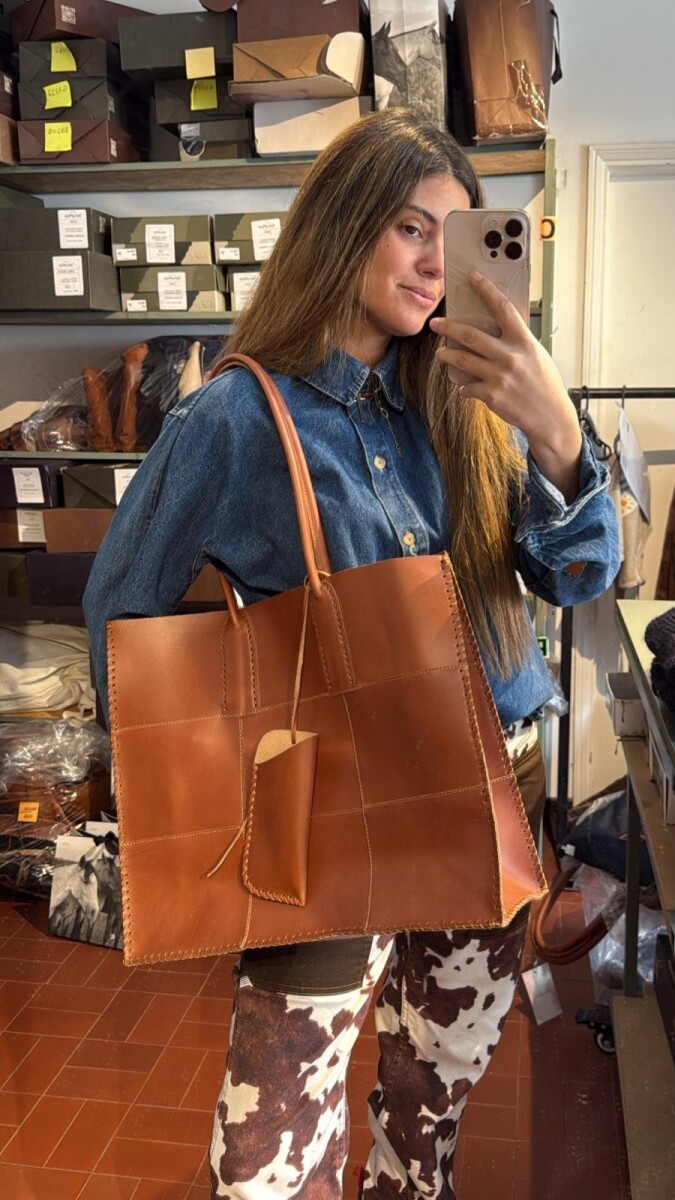 Leather Tote Bag - Caramel 