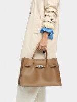 Bolso Tote Con Textura Y Cinturón camel