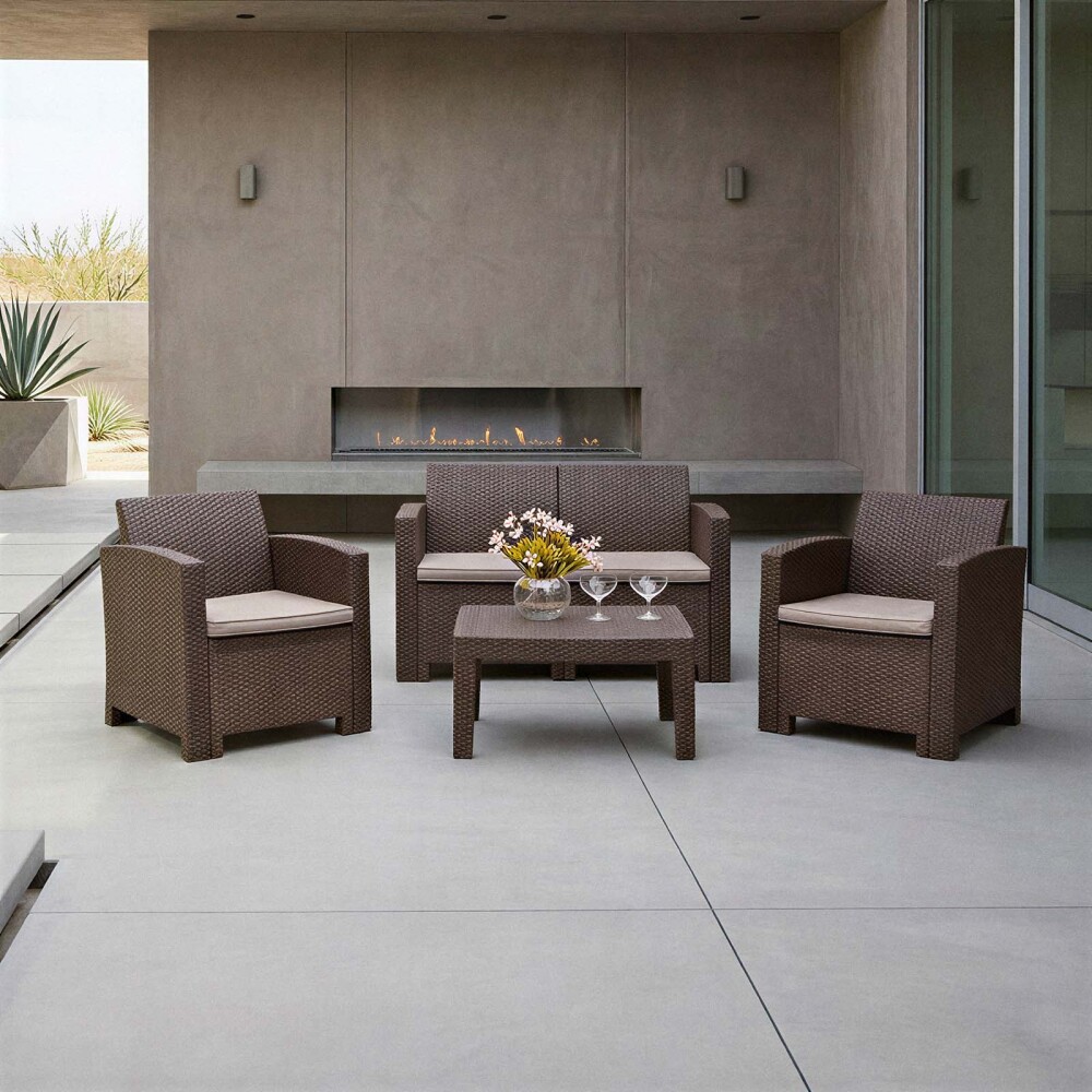 SET DE LIVING MARRÓN POLIPROPILENO TROPEA