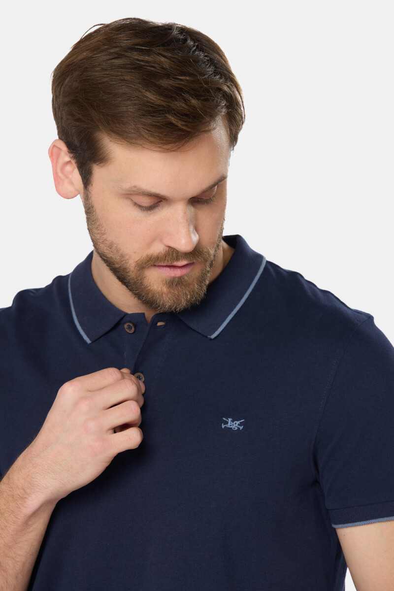 REMERA POLO JERSEY RAYADA - Azul 