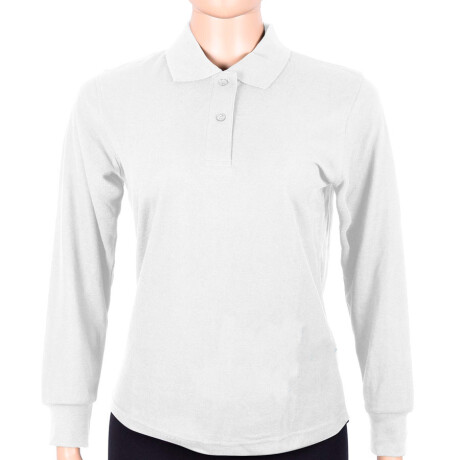 Remera Polo Dama Manga Larga Blanco