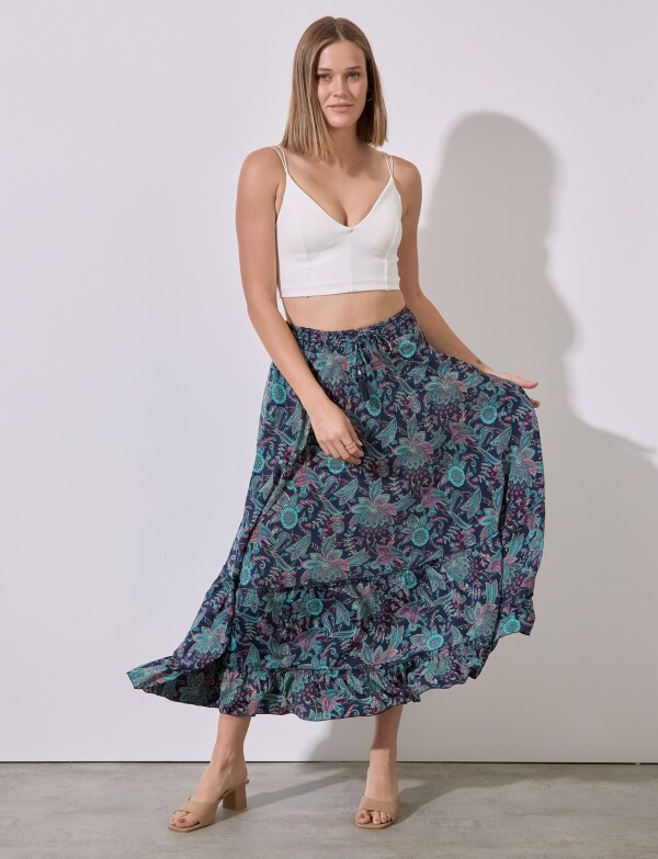 Falda Maxi Print MULTI/VERDE