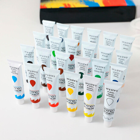 Set Arte X30 Pintura Acrílica Pinceles Paleta Color Esc007008