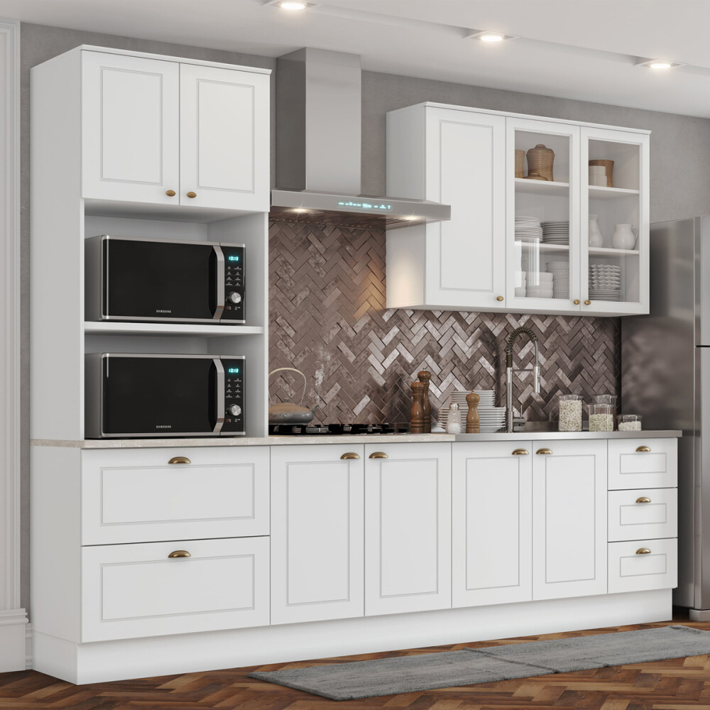 AÉREO 2 PUERTAS EN VIDRIO ALACENA - LINEA AMERICANA BLANCO