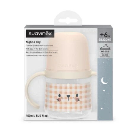 Mamadera First Bottle Suavinex +6 Meses Nocturno Prints Rosa 150ml Mamadera First Bottle Suavinex +6 Meses Nocturno Prints Rosa 150ml