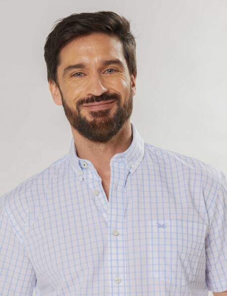 CAMISA A CUADROS Celeste