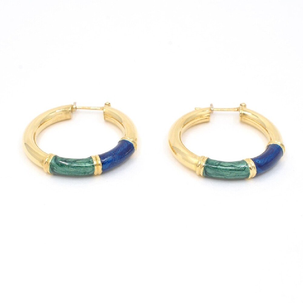 Aros En Oro 18K Con Esmalte En 2 Colores Aros En Oro 18K Con Esmalte En 2 Colores