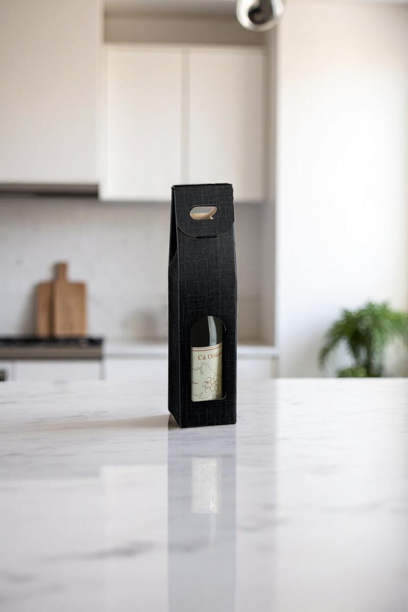 Caja c/ventana 1 botella 9x9x38,5 - 13739 - SETA NERO 
