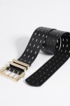 Cinturon ancho con hebilla cuadrada negro