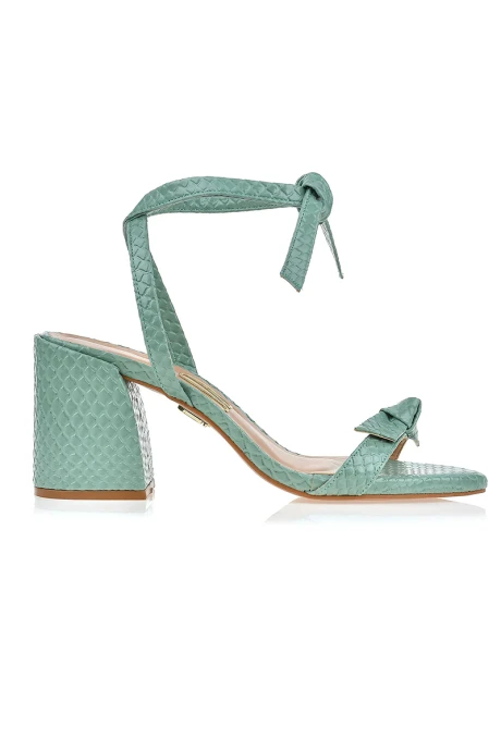 Sandalia Taco Mediano Python Nudo Verde