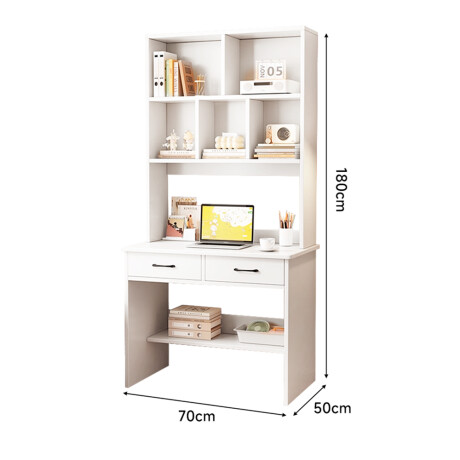 Escritorio Con Cajones Y Estantería 70 Cm Mdf Ub BLANCO