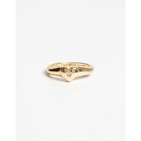 Anillo De Corazón Bañado En Oro Dorado