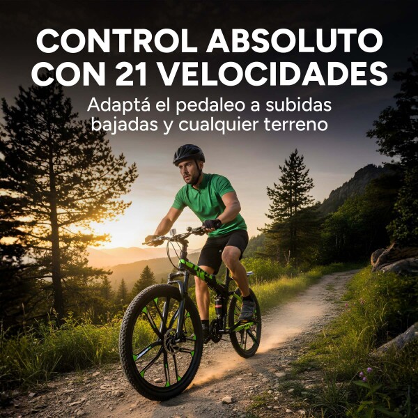 Bicicleta JJFH Rod 26 Doble Suspensión Plegable Freno Disco Color Verde