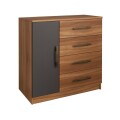 COMODA 1 PUERTA 4 CAJONES - GRAFITO/NOGAL COMODA 1 PUERTA 4 CAJONES - GRAFITO/NOGAL