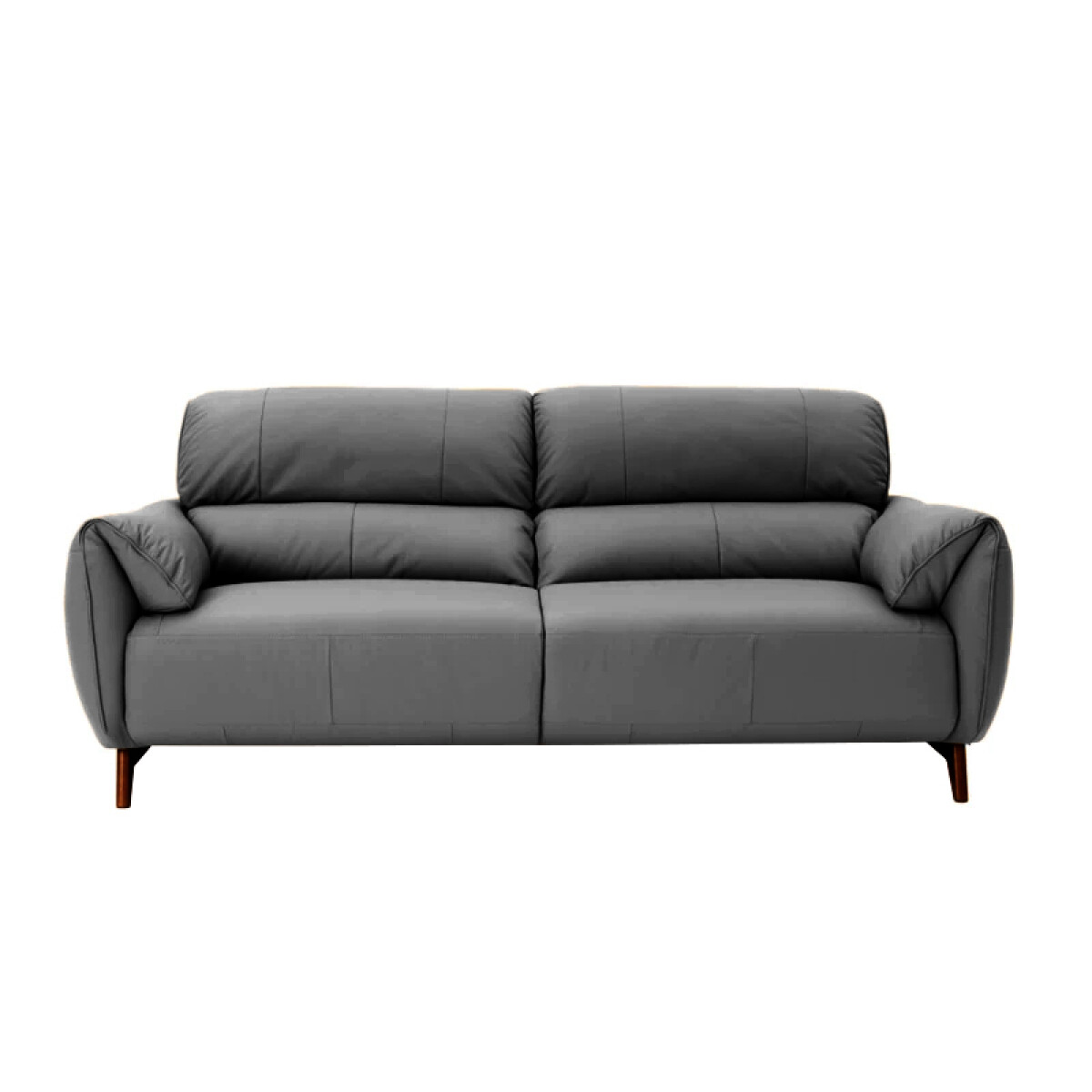 Sofa 4 cuerpos 240 x 90 x 82 100 % cuero Gris Cemento patas madera negra 