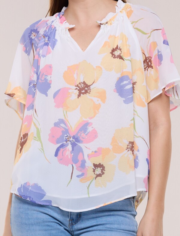 Blusa Flores Acuareladas BLANCO/MULTI