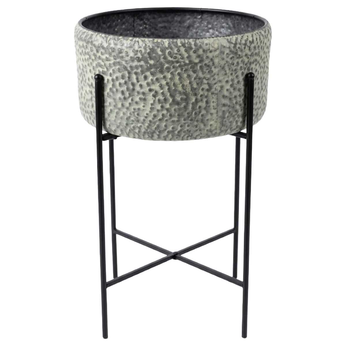 PORTA MACETERO METAL VERDE C/BASE GDE 