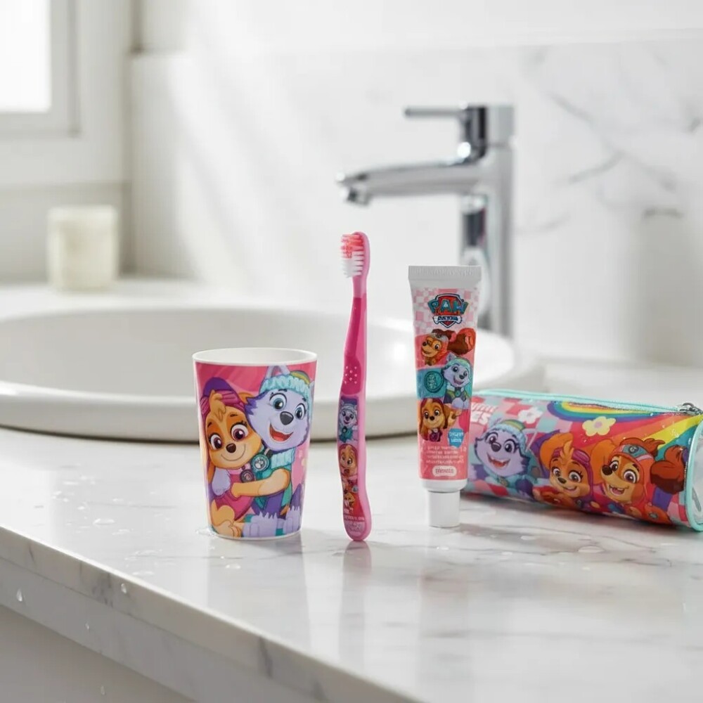 Set dental completo paw patrol c estuche viaje rosado