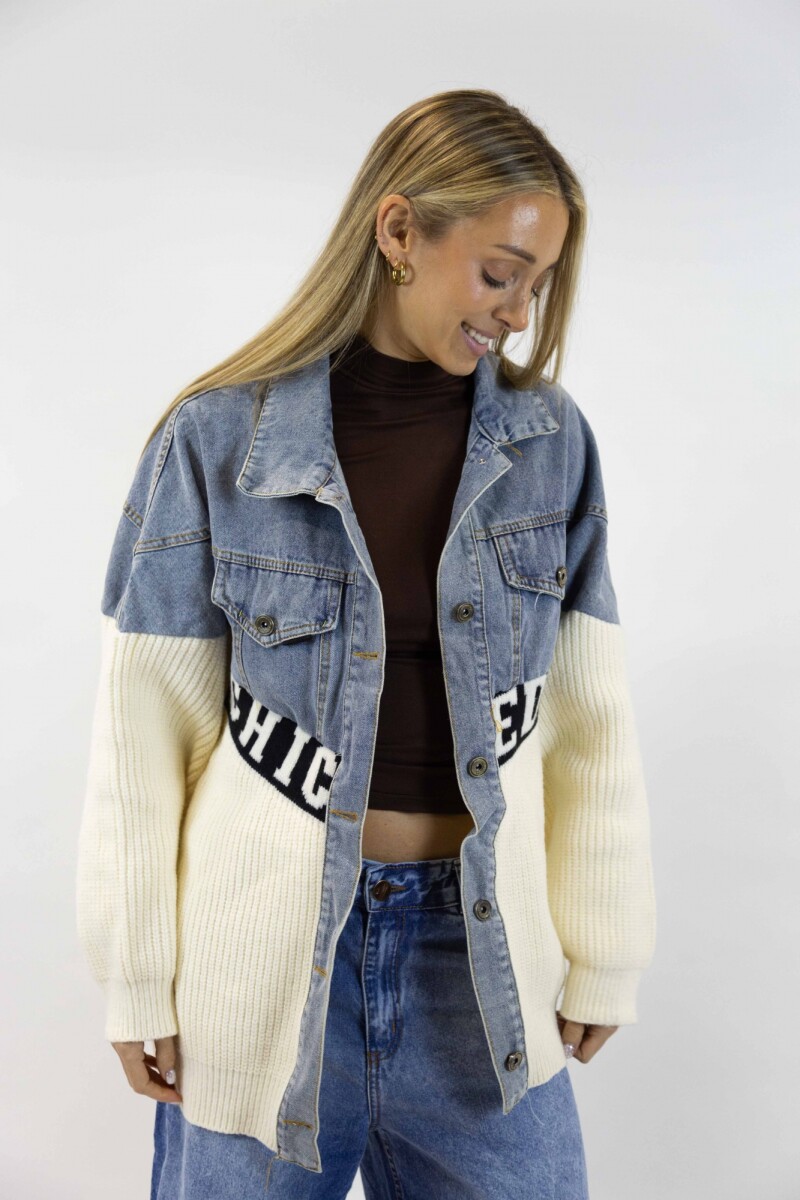 Campera jean combinada Campera jean combinada
