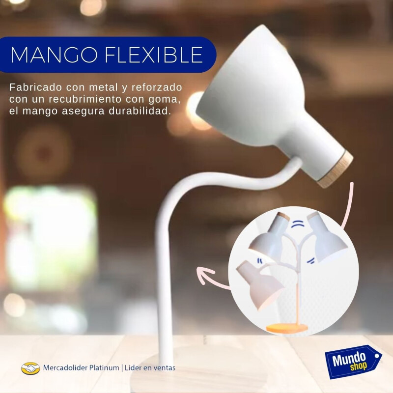 Lampara De Escritorio Portatil Nordica Con Madera Vintage Blanco