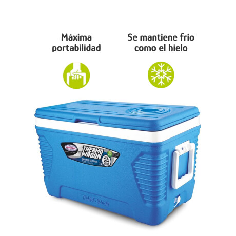 Conservadora Heladera 50L c/Asas p/Transportar y Apoya Vasos Azul