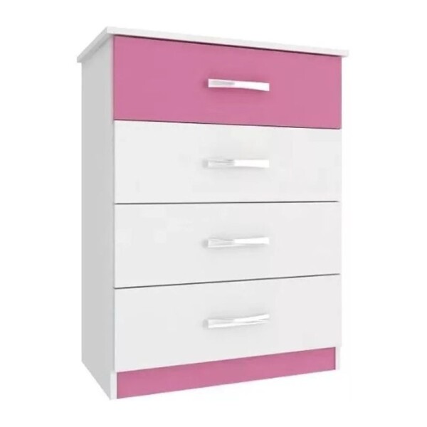 COMODA 4 CAJONES - BLANCO/ROSA COMODA 4 CAJONES - BLANCO/ROSA