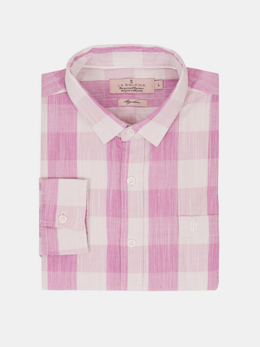 Camisa m/l cuadros - rosa 