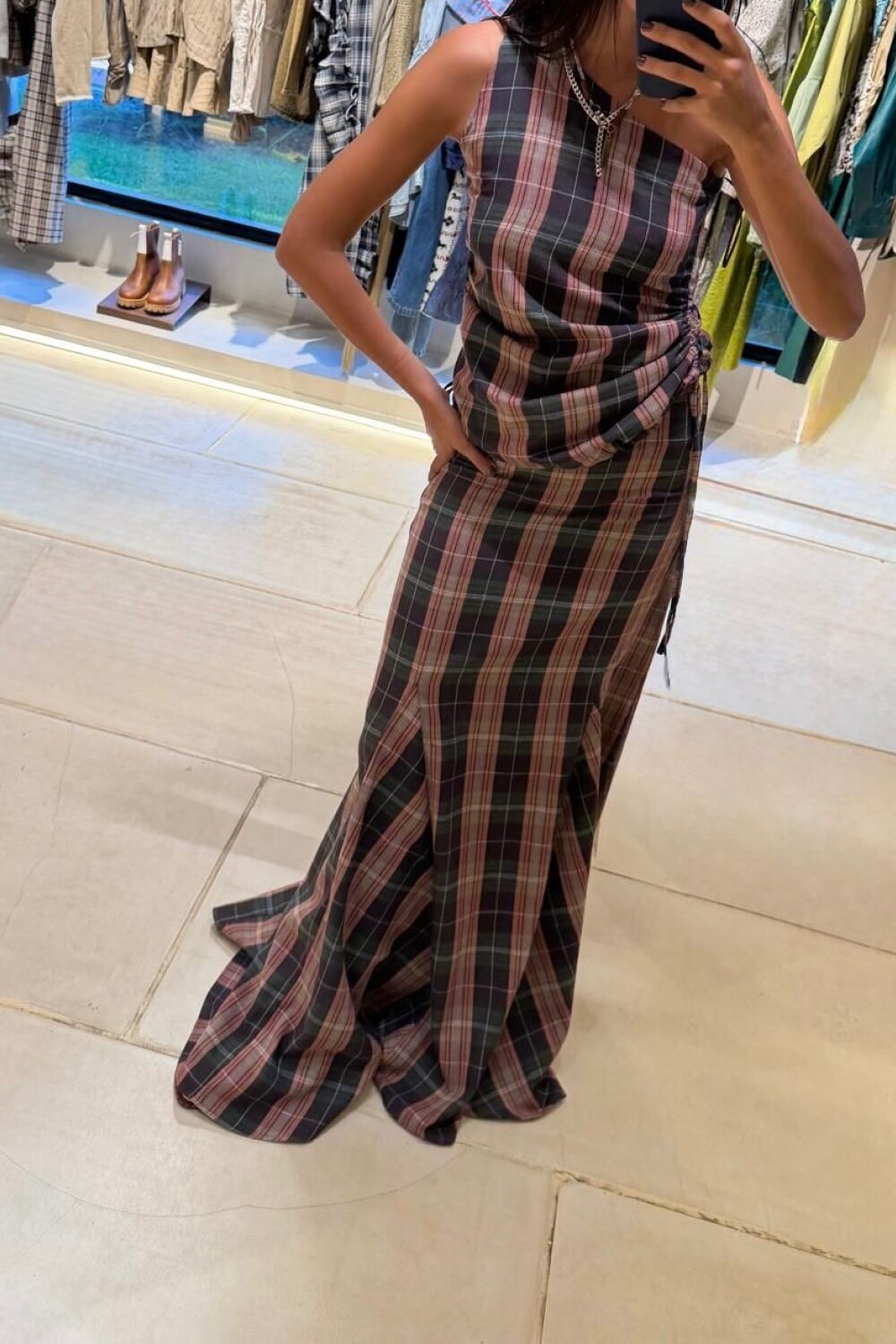 Long Scottish Skirt Verde / Rosa